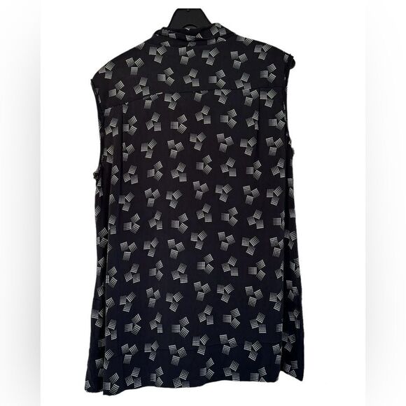 Diane Von Furstenberg Black/White Lensley Sleeveless Top Size 10 - Picture 2 of 7